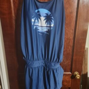 BloomChic Royal Blue Swim Romper With Pockets.
